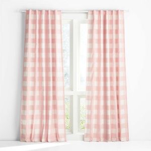 Pottery Barn blackout pink and white buffalo check drapes 44x96.  Four quantity.